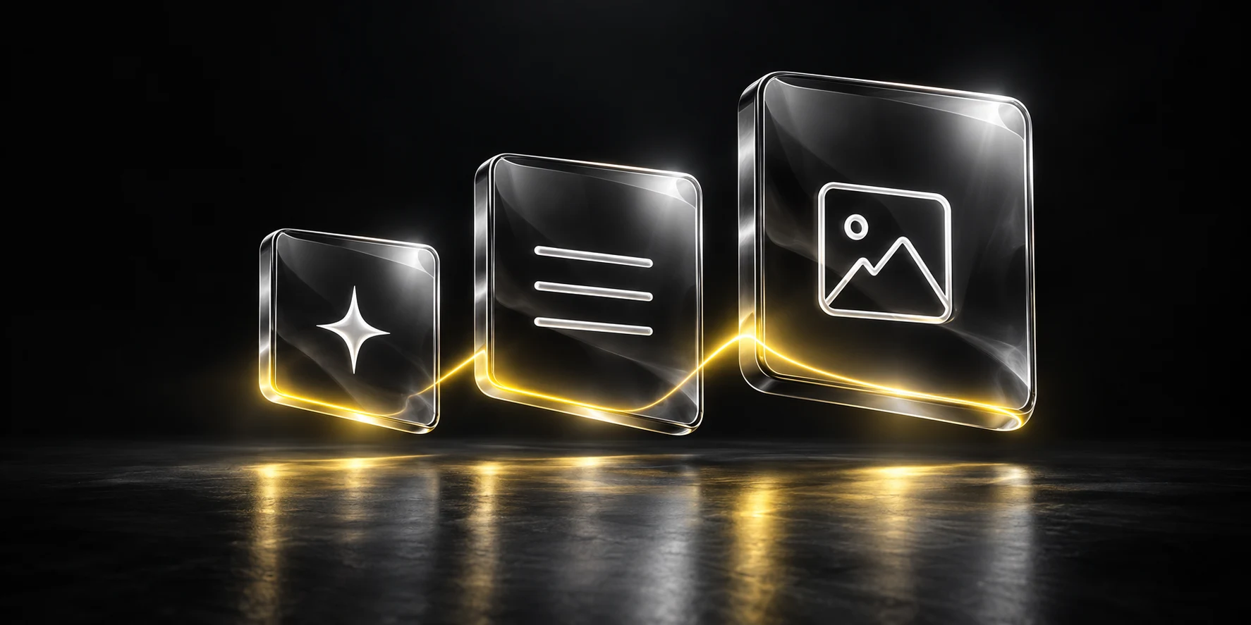 Connected floating glass cards